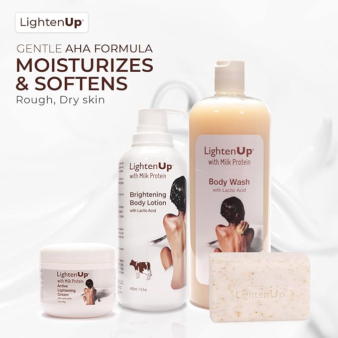 OMIC Lighten-Up Lactic Acid Lotion, 13.5 Fl oz / 400ml, AHA Body Cream, Moisturizing, Hydrating Body Lotion for Body, Knees, Armpit, Underarm, with Shea Butter, For Women and Men