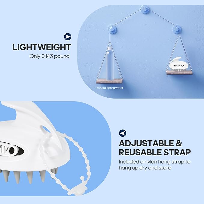 Hair Massager Scalp 3 in1 Scalp Scrubber Silicone Scalp Massager with Three Bristles-Soft, Medium and Hard Brush for Men Women and Pets,White