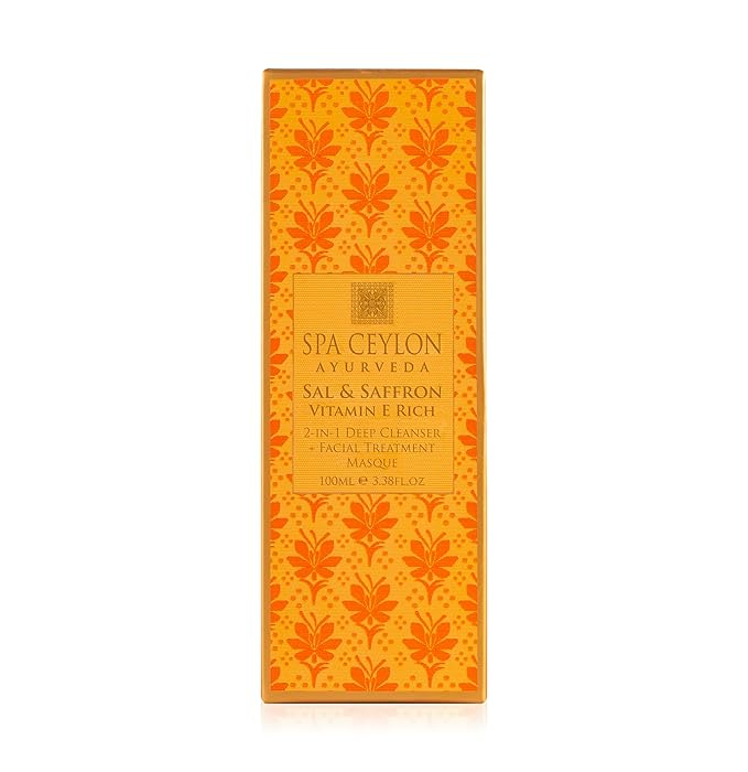 SPA CEYLON Sal and Saffron Vitamin E Enriched 2-In-1 Deep Cleanser + Facial Treatment Masque | Complexion Renewal | Deep Pore Cleansing | Hydrating Masque