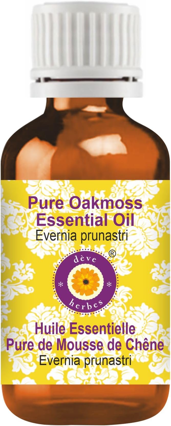 dève herbes Pure Oakmoss Essential Oil (Evernia prunastri) with Internal Plastic Euro Dropper 100% Therapeutic Grade Steam Distilled for Personal Care 100ml (3.38 oz)