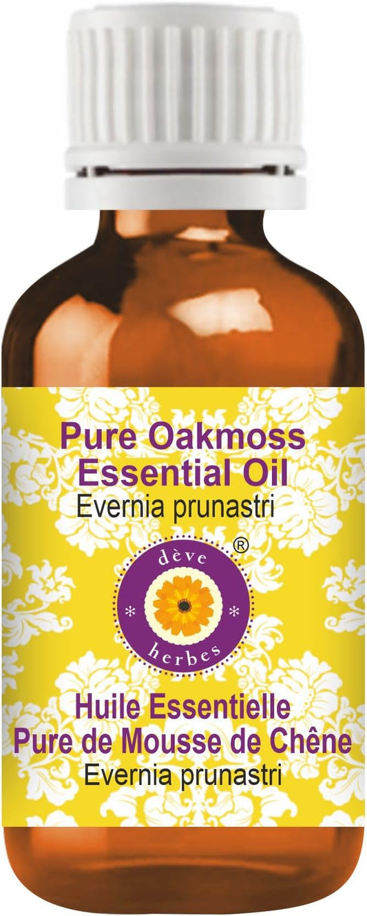 dève herbes Pure Oakmoss Essential Oil (Evernia prunastri) with Internal Plastic Euro Dropper 100% Therapeutic Grade Steam Distilled for Personal Care 100ml (3.38 oz)