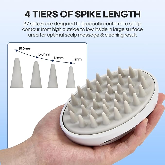 Hair Massager Scalp 3 in1 Scalp Scrubber Silicone Scalp Massager with Three Bristles-Soft, Medium and Hard Brush for Men Women and Pets,White