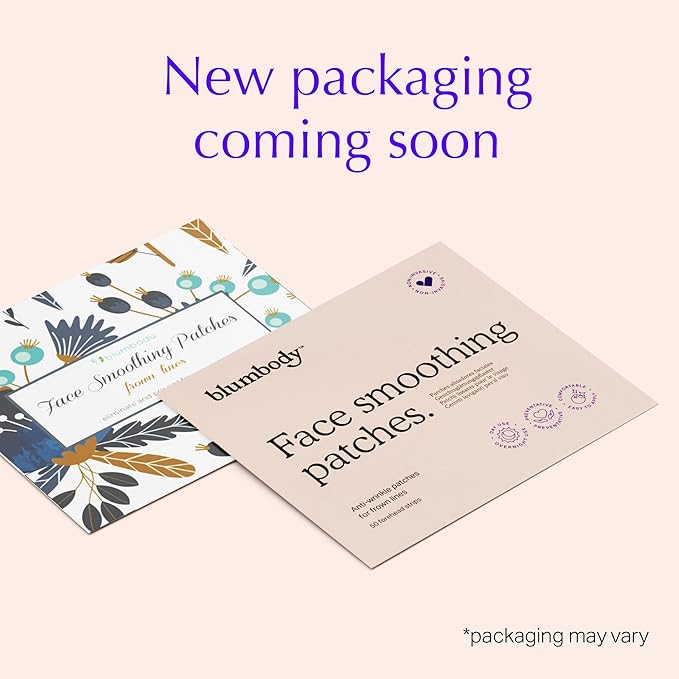 Blumbody Forehead Wrinkle Patches - Anti Wrinkle Facial Patches to Smooth Eyes & Forehead Wrinkles - Non-Silicone Face Tape for Fine Wrinkles between Eyes & Face - 50 Patches (Up to 60 day supply)