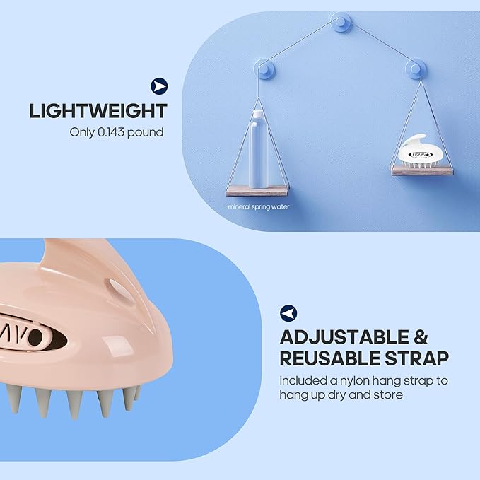 Hair Massager Scalp 3 in1 Scalp Scrubber Silicone Scalp Massager with Three Bristles-Soft, Medium and Hard Brush for Men Women and Pets,Pink