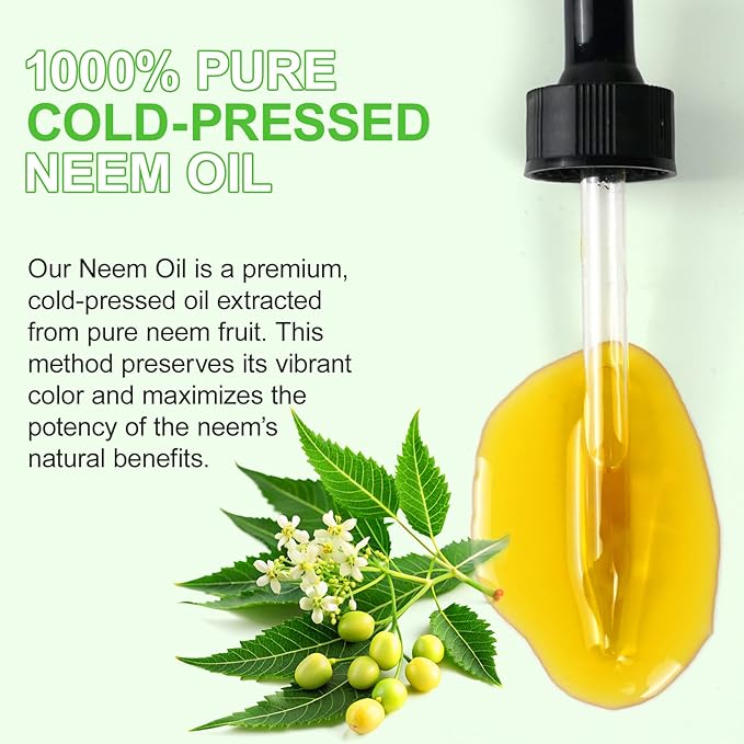 Organic Neem Oil for Skin 2.02 fl.oz, 100% Pure Natural Cold Pressed Unrefined Virgin for Hair Growth, Skin& Body Care, Nails, Nourishes the Hair, Natural Moisturizer, Reduces Fine Lines