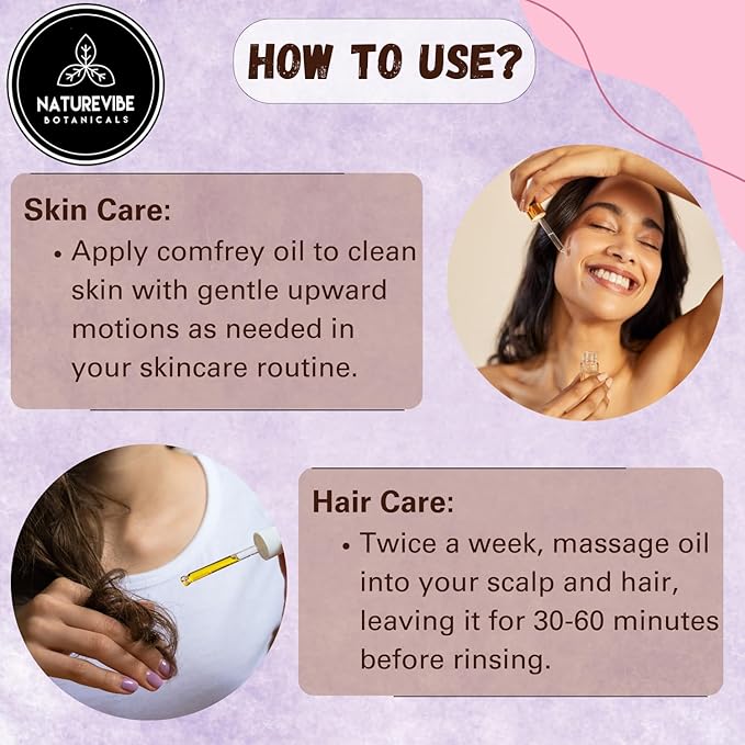 Naturevibe Botanicals Comfrey Oil 32 Ounces | 100% Pure and Natural | Great for Skin Care and Hair Care