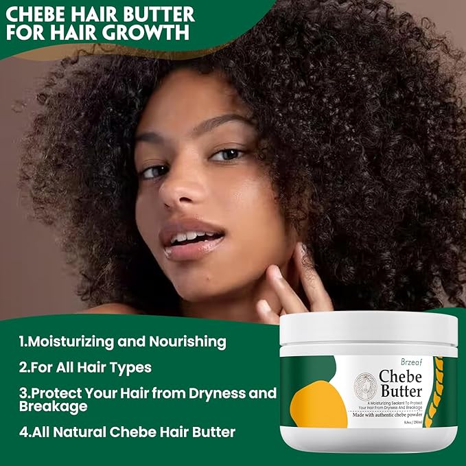 Brzeaf Chebe Hair Butter, 8.8 Oz - Repairs Fragile Hair, Promotes Growth & Strengthening, Natural Ingredients, For All Hair Types, Unisex, Adult Department, General Public