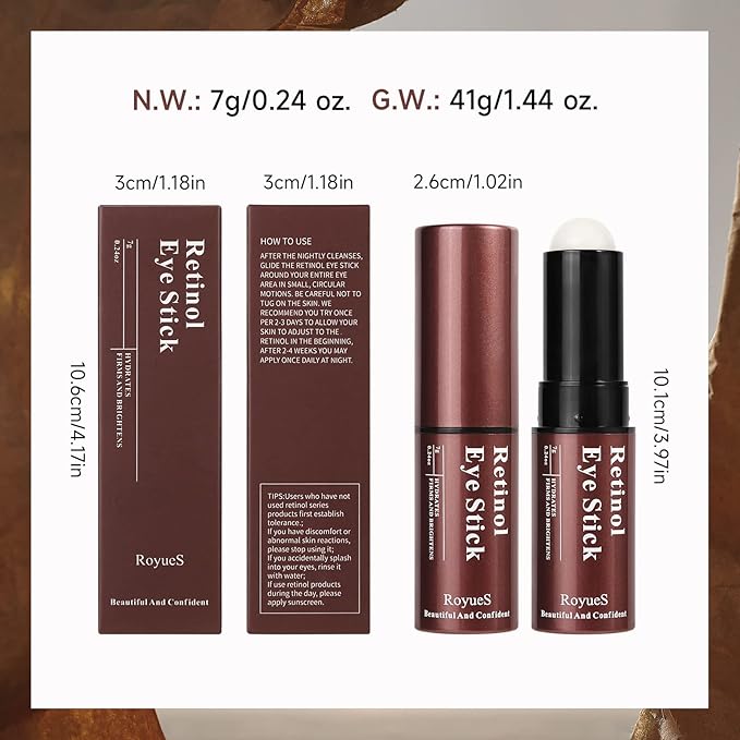 AKARY Retinol Eye Cream for Dark Circles and Puffiness, Skincare Under Eye Cream Eye Stick Reduce Wrinkles and Fine Lines, Skin Tightening Cream Moisturizing Treatment Cream Smooth and Hydrate Eye Area, Suitable for Sensitive Skin, 0.24oz