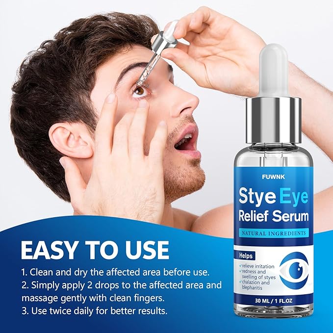 Stye Eye Treatment Serum, Eye Stye Remover for Chalazion, Blepharitis & Stye Removal, Natural Stye Eye Drops, Safe & Fast Relief, 30ml