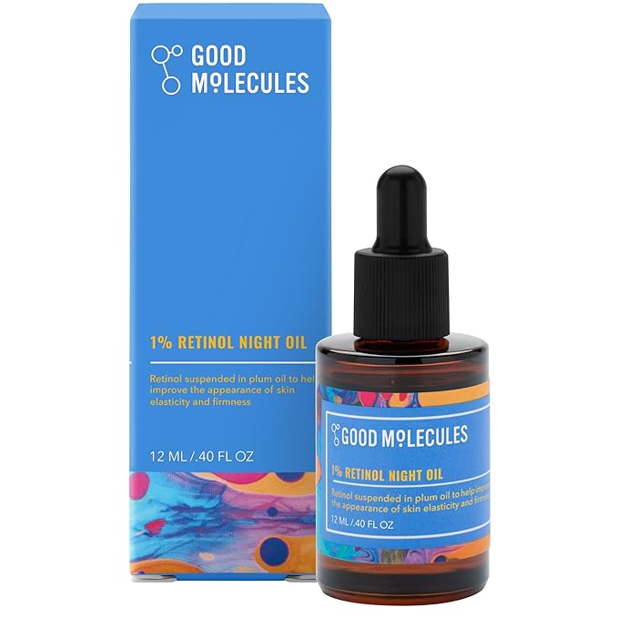 Good Molecules 1% Retinol Night Oil - Retinol and Rosehip Face Oil Formula for Anti-Aging, Skin Firming, and Moisturizing - Collagen Production Skin Care for Face