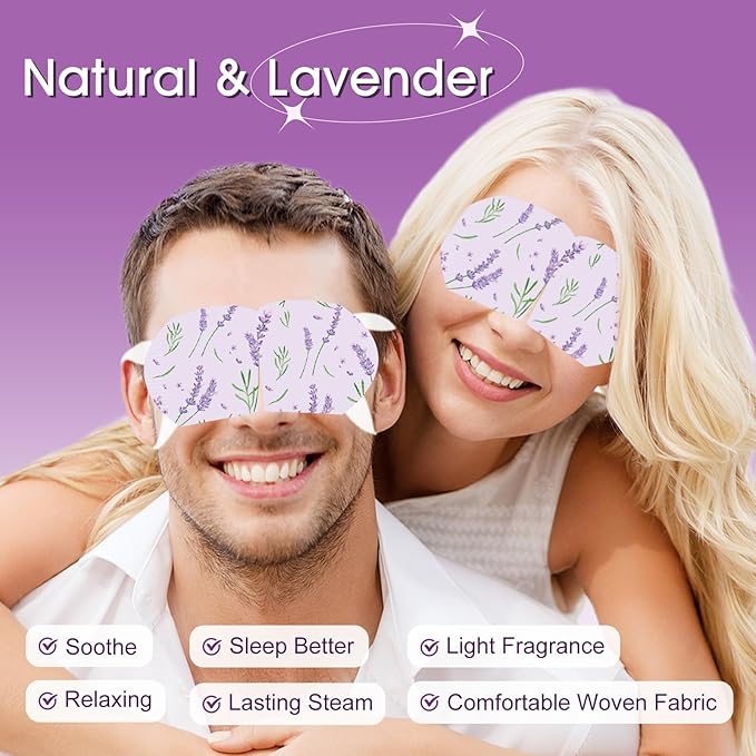 20 Pack Steam Eye Masks for Dry Eyes, Disposable Heated Eye Mask Self Heating Warm Compress for Eyes, Relief Eye Fatigue Hot Sleep Mask for Men Women, Lavender