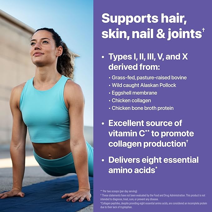 Orgain Hydrolyzed Multi Collagen Powder for Women & Men, 20g Collagen, Supports Hair, Skin, Nail & Joint Health, Type I, II, III, V, X, Vitamin C & Amino Acids, Non-GMO, Unflavored (21 Servings) 15oz