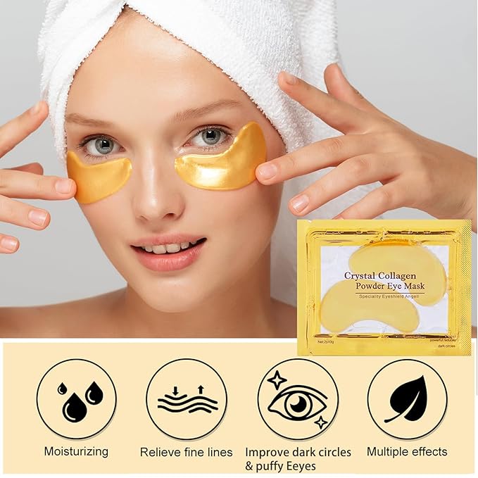 30 Pairs Lip Masks & Eye Masks, 24K Gold Gel Under Eye Patches for Puffy Eyes, Collagen Crystal Lip Mask Moisturizing Nourishing Collagen Lip & Eye Mask Set for Women Men