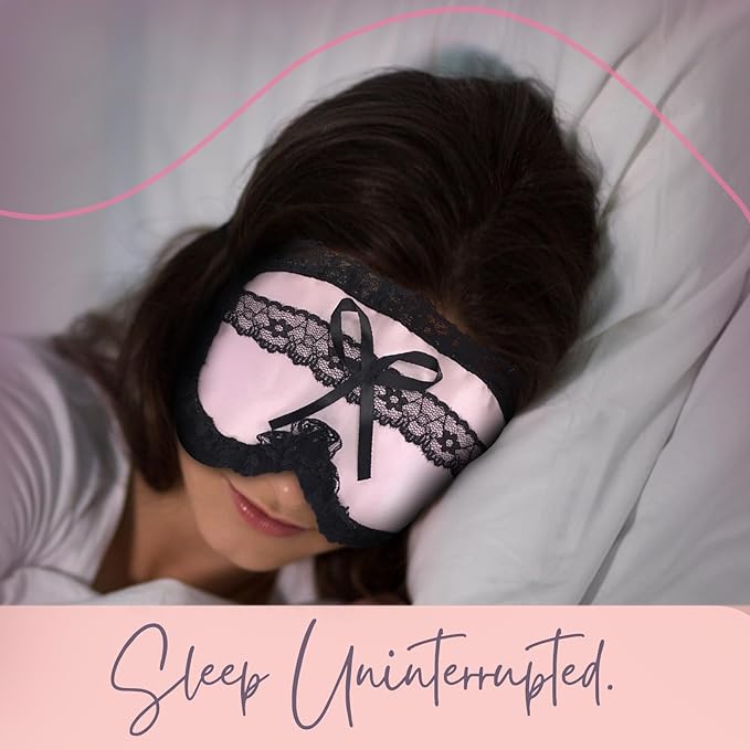Celestial Silk Mulberry Silk Sleep Eye Mask with Adjustable Elastic Strap (One Size, Silk & Lace)