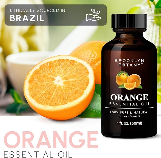 Brooklyn Botany Sweet Orange Essential Oil – 100% Pure and Natural – Premium Grade Oil with Dropper - for Aromatherapy and Diffuser - 1 Fl Oz