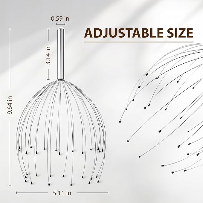 Head Massager 28 Fingers Scalp Massager Head Scratcher, Back Massage Back Scratcher, Stocking Stuffers for Scalp and Body Massage (Black)