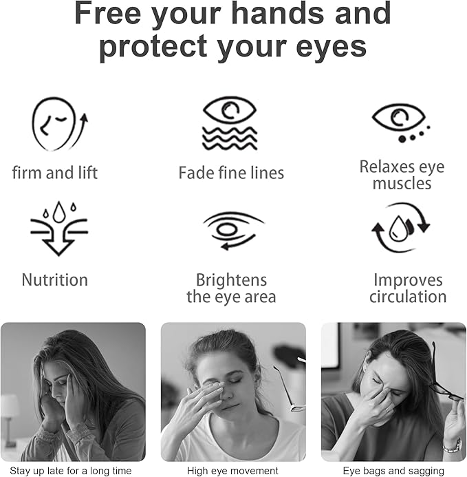 Under Eye Red Light Therapy Glasses with Dark Circle, Eye Bag and Wrinkle Elimination Massage