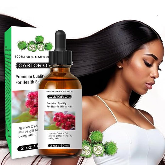 Castor Oil - Carrier Oil for Hair Growth, Relaxing Massage and Body Oil, Castor Oil for All Hair Types and Skin(Castor Oil, 2 Fl Oz)