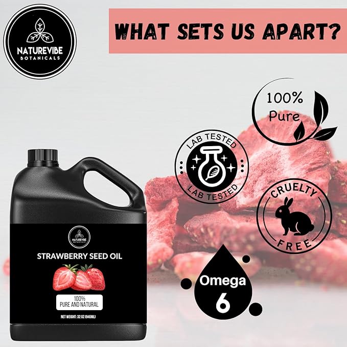 Naturevibe Botanicals Strawberry Oil 32 Ounces | 100% Pure and Natural | Great for Skin Care and Hair Care