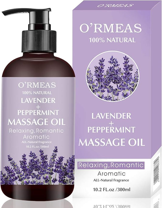 Massage Oil with Lavender and Peppermint Massage Oil for Skin Moisturizing Body Oil Lavender Massage Oil for Men and Women 10.2 fl.oz