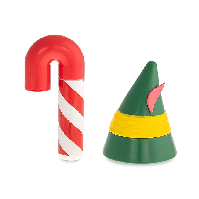 MAD BEAUTY Warner Bros Elf Lip Balm Duo, Candy Cane & Elf Hat, Sweet Fruity Fragrance, Moisturizing, Gift, Travel Size, Christmas, Holidays