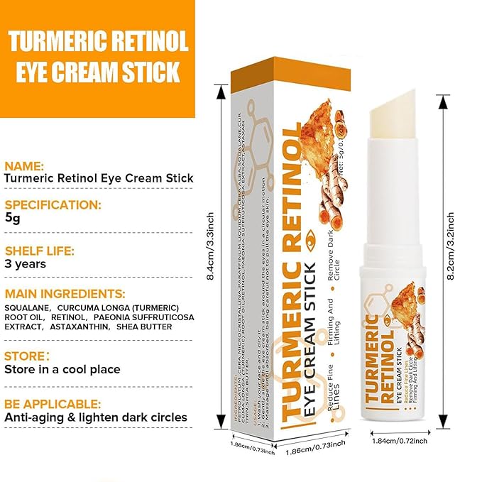 Turmeric Retinol Eye Cream Stick,Lumibalm for Under Eye Bags,Lumistick Eye Turmeric Retinol,Anti Aging Eye Balm Stick Hydrating (2pcs)