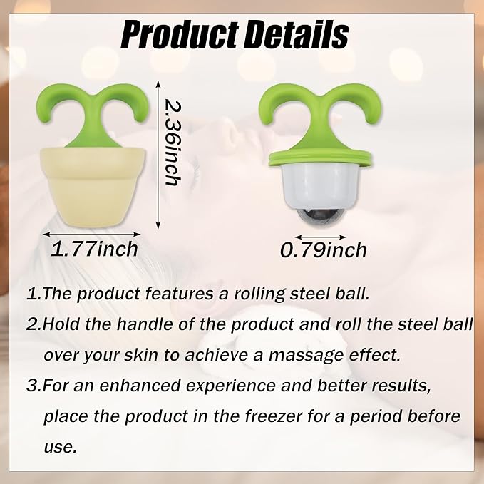 Ice Globes for Face - 2pcs Ice Roller, Massage Ball Roller for Women, Relieve Discomfort and Puffiness, Eye Lag, Green Plantlike