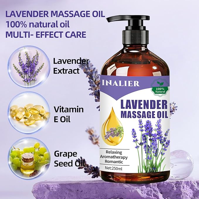Mothers Day Gifts for Wife,Lavender Massage Oils for Date Night,Massage Oil for Massage Therapy,﻿Lavender Oil with Massage Roller Ball & Thumb Saver Massager,SPA Relaxing Massage Oi for Soothing