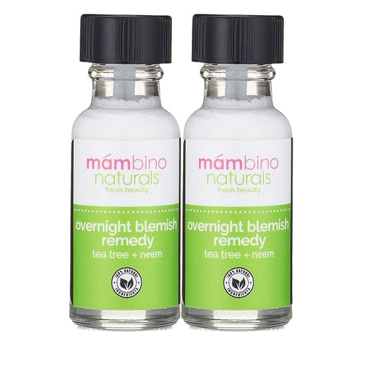Overnight Blemish Solution Roll-On | Acne & Pimple Spot Care | Tea Tree & Plant-Based Formula | Cruelty-Free Skincare | 15 ml – Mambino Organics 2-Pack