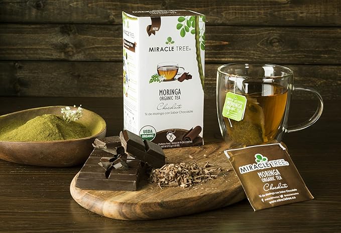 Miracle Tree - Organic Moringa Superfood Tea, 25 Individually Sealed Tea Bags, Chocolate (Keto, Detox, Energy & Immunity Booster, Vegan, Gluten-Free, Organic, Non-GMO, Caffeine-Free)