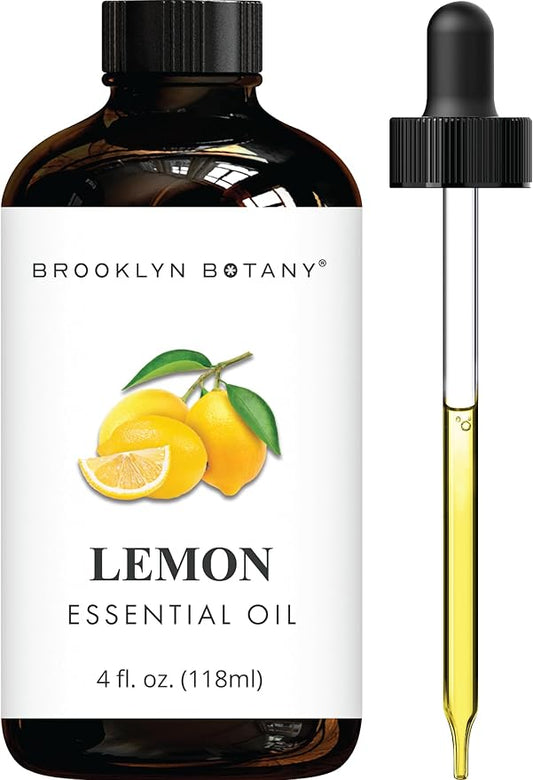 Brooklyn Botany Lemon Essential Oil - Huge 4 Fl Oz - 100% Pure and Natural - Premium Grade with Dropper - for Aromatherapy and Diffuser
