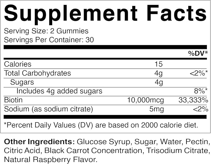 Vitamatic Biotin Gummies 10,000 mcg for Stronger Hair, Skin & Nails - 60 Vegan Gummies - Also Called Vitamin B7 (3 Bottles)