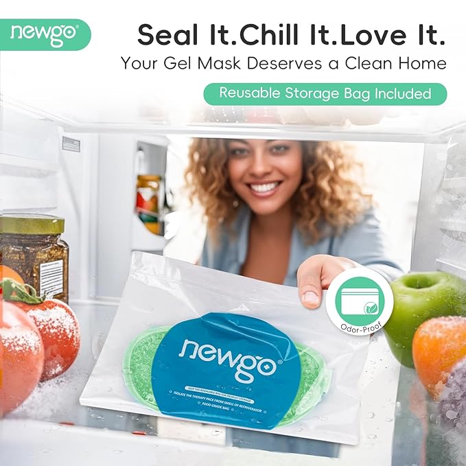 NEWGO Cooling Eye Mask for Puffy Eyes, Cold Eye Mask Eye Ice Pack for After Eyes Surgery, Tension Stress Relief, Itchy Eyes, Headaches, Dark Circles - Green