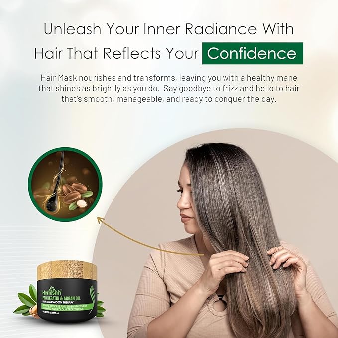 Herbishh H2 Combo (Condition + Hair Growth) Pro Keratin Hair Mask 150 gm and Essential Flower Hair Oil 60ml for Men & Women | Combo for Dry & Weak Hair