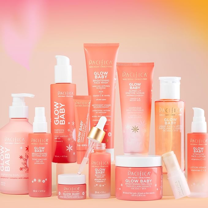 Pacifica Glow Baby Face Lotion & Eye Cream Set of 2 – Brightening Vitamin C Moisturizer + Depuffing Eye Cream with Caffeine & Hyaluronic Acid, Daily Hydration for Glowing Skin, 100% Vegan Clean Beauty