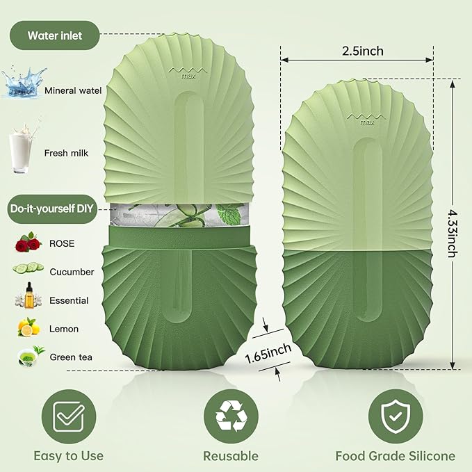 Ice Face Roller, Ice Cube Roller for Face，Facial Beauty Ice Roller Skin Care Tools,De-Puff Eye Bags, Reduce Migraine Pain（Green）