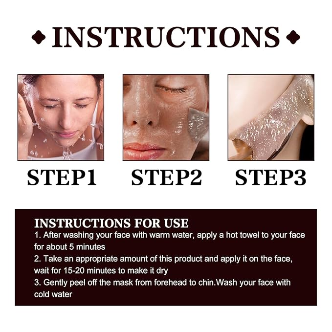 2PCS Black Tea Mask, Black Tea Face Peeling Mask, Black Tea Skinning Peel Off Face Mask, Black Tea Extract Cleansing Mask, Firming Overnight Mask