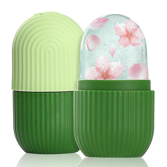 Facial Ice Roller, Face and Eye Massage Tool, Silicone Ice Mold, Gua Sha, Green