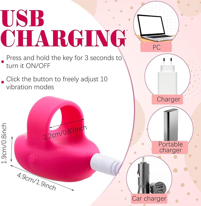 TrelaCo Pocket Mini Ring Facial and Eye Massage Ball USB Rechargeable Fingertip Massager Rose Red Face Facial Muscle Tightening Anti-Aging Relief Eyes Dark Circles, Eye Puffiness, Fatigue