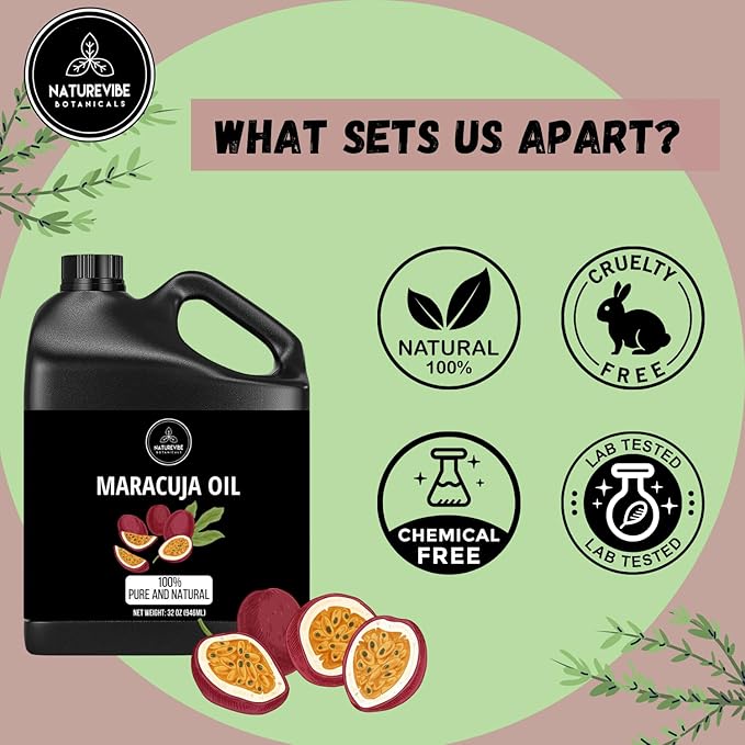 Naturevibe Botanicals Maracuja Oil 32 Ounces | 100% Pure and Natural | Great for Skin Care and Hair Care