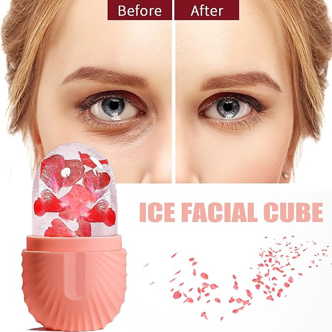 Ice Cube Roller Massager for Face and Eyes, Ice Face Roller, Reusable Silicone Ice Mold for Face Beauty Eye Facial Naturally Conditioning and Skin Care Tools (Green)