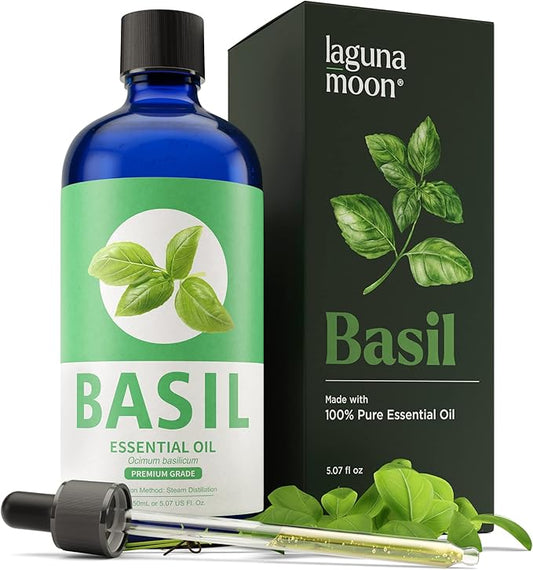 Basil Essential Oil - Pure Essential Oils for Candle Making Scents, Soap, Diffusers, Humidifiers, Car, Yoga, Aromatherapy, Home Care - Fragrance Oils for Soap Making & Candle Scent (150ml)