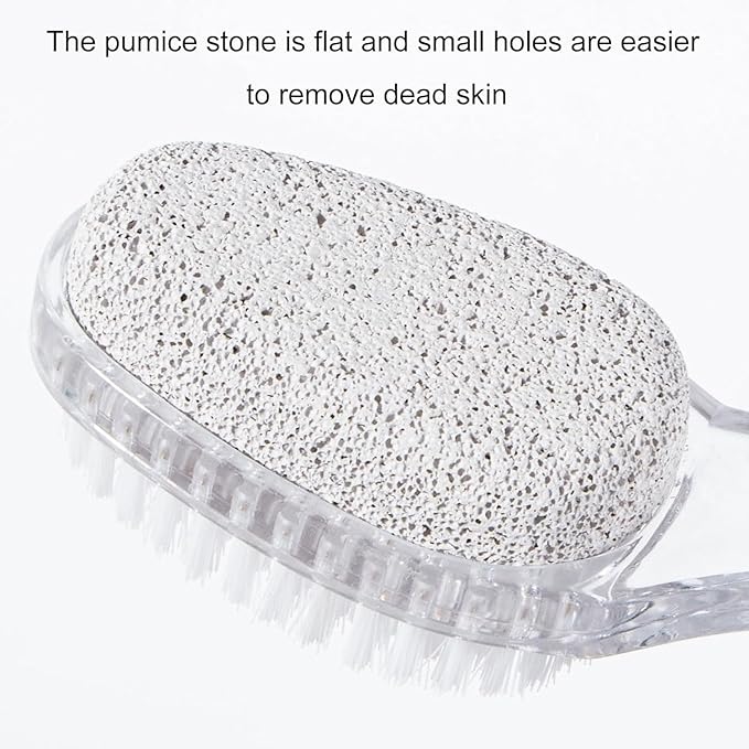 4 Pcs Foot Pumice Stone Brush Calluses Remover, Ooloveminso Large Foot Scrubber Foot File with Handle 2 in 1 Suitable for Horniness Foot Spa, Foot Care Smooth Skin (Transparent)