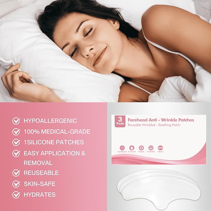 Reusable Wrinkle Patches - Silicone Fusion Treatment Forehead Patches for Brow Lift, Wrinkle Smoothers, Reduce Frown Lines & Face Lift - 3 Pack (Forehead)