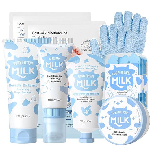 Milk Skincare Set for Women & Girls, Hydrating, Smooth Skin (9PCS Body Care)