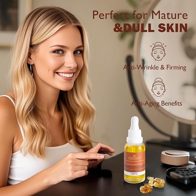 UWPU-Frankincense Oil For Face with organic mastic resin, for facial nourishment and care miracle, cold extracted facial oil essence natural care product, deeply nourish and revitalize the skin