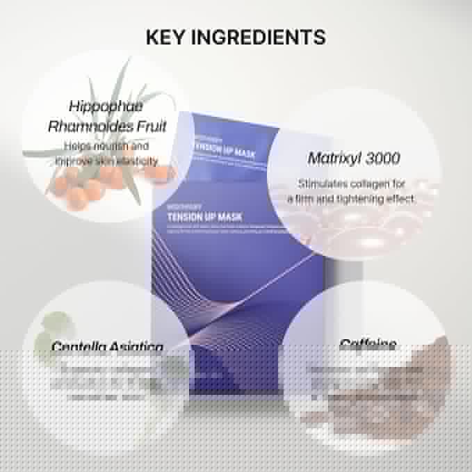 MEDITHERAPY Tension Up Mask 5EA - Korean Collagen Face V Line Lifting Mask - Hydrating Firming & Skin Tightening for Sharp & Sculpted Contour - Matrixyl & Peptide Gel Facial Mask for Youthful Radiance