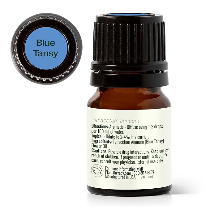 Plant Therapy Blue Tansy Essential Oil 100% Pure, Undiluted, Natural Aromatherapy, Therapeutic Grade 2.5 mL (1/12 oz)