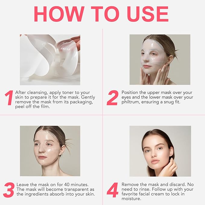 Deep Collagen Overnight Mask - Hydrating Overnight Hydrogel Mask, Anti-Wrinkle Lifting Facial Sheet Masks with low Molecular Weight Collagen for Elasticity Firming And Moisturizing (4 Sheets)