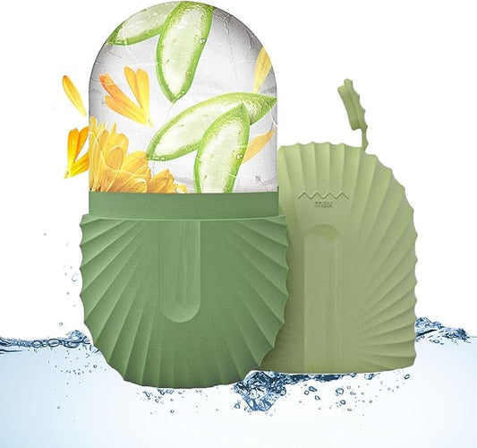 Ice Cube Roller Massager for Face and Eyes, Reusable Silicone Mold Face Massage Eye Facial Beauty Naturally Conditioning and Skin Care Tools, Ideal Gift for The Special Women You Love(Green)